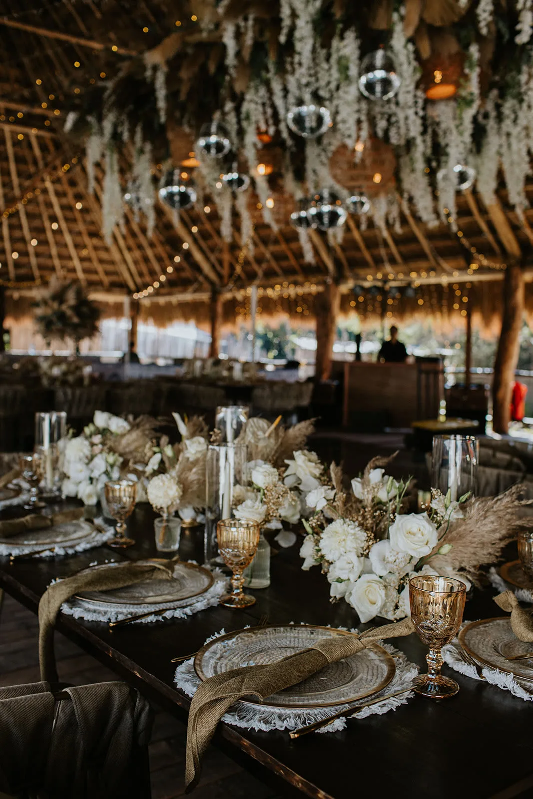Boho pampas welcome dinner
